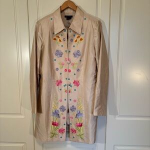 Exquisite 100% SILK floral-embroidered skirt & jacket suit SIMON CHANG size 16